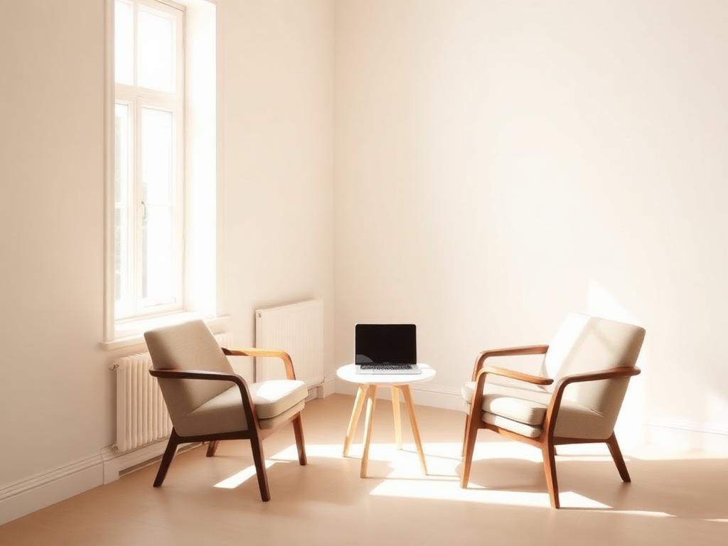 Modernt HR-kontor med laptop och personalliggare